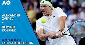 Alexander Zverev v Dominik Koepfer Extended Highlights | Australian Open 2024 First Round