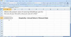 Finance Basics 12 - Perpetuity Calculation in Excel