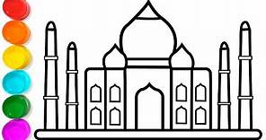 HOW TO DRAW TAJ MAHAL COLORING PAGES FOR KIDS - TAJ MAHAL DRAWING AND COLORING FOR CHILDREN