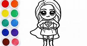Como Dibujar y Colorear a Supergirl Kawaii 👱🏽‍♀️🎨 Dibujos Para Niños