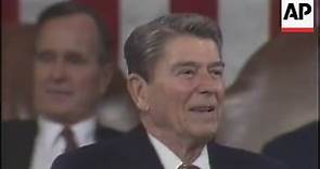 President Ronald Reagan addresses a historic 100th Congress to deliver the State of the Union