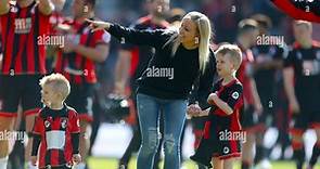 AFC Bournemouth manager Eddie Howe's wife Vicky Howe celebrates on the pitch after the final whistle of the Premier League match at the Vitality Stadium, Bournemouth. PRESS ASSOCIATION Photo. Picture date: Saturday May 13, 2017. See PA story SOCCER Bournemouth. Photo credit should read: Steven Paston/PA Wire. RESTRICTIONS: EDITORIAL USE ONLY No use with unauthorised audio, video, data, fixture lists, club/league logos or "live" services. Online in-match use limited to 75 images, no video emulati