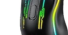 TECURS Gaming Mouse Wireless Gaming Mouse,USB Optical Computer Mouse Mice with 5 LED Lights,Rechargeable Gamer Mouse,4800 DPI for Laptop PC Gamer Desktop Chromebook Mac,Black