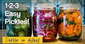 Super easy 1-2-3 pickle recipe Cucumber, carrots & onions