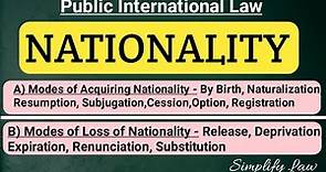 Nationality in International Law | Modes of Acquiring Nationality | Modes of Loss of Nationality |