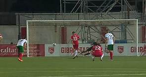 Gibraltar's Liam Walker evens the score against Bulgaria, 1-1