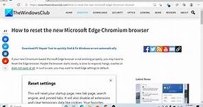 How to Repair or Reset Microsoft Edge browser on Windows 11
