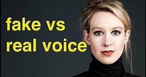 Elizabeth Holmes Real Voice vs Fake Voice / voice change comparison | Theranos