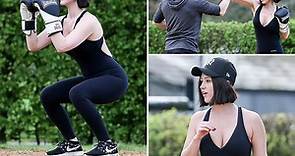 Jude Law's baby mother Catherine Harding works up a sweat during personal training session