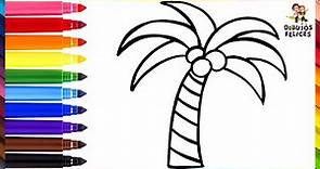 Cómo Dibujar Una Palmera 🌴🥥 Dibuja y Colorea Una Palmera Arcoiris 🌈 Dibujos Para Niños