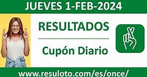 Resultado del sorteo Cupon Diario del jueves 1 de febrero de 2024