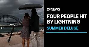 Four people hit by lightning as powerful storm sweeps across Sydney | ABC News