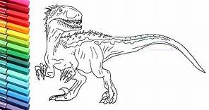 Drawing and Coloring Indoraptor From Jurassic World - How to Draw Dinosaurs for Childrens