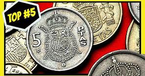 🚩 TOP 5: Monedas ESPAÑOLAS mas VALIOSAS (1870 -1899) 5 PESETAS | El Mundo de las Monedas