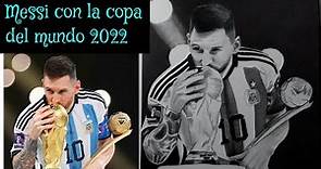 como dibujar a Lionel Messi con la copa del mundo 2022