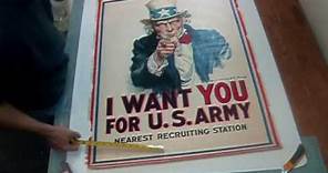 UNCLE SAM - I WANT YOU original Poster by James Montgomery Flagg, 1917 - Linen Backed at Posterfix