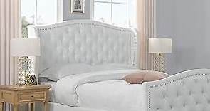 Jennifer Taylor Home Anastasia Upholstered Shelter Headboard Bed Set, Queen, Bright White Polyester