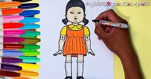 COMO DIBUJAR A LA MUÑECA DE LA SERIE EL JUEGO DEL CALAMAR | How to Draw the Doll of Squid game