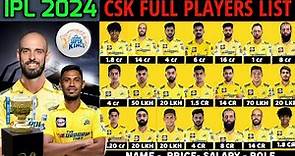 IPL 2024 Chennai Super Kings Full Squad | CSK Team Final Players List IPL 2024 | CSK Team 2024
