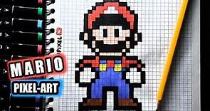 Como Dibujar A MARIO bros | PASO A PASO FACIL (pixel art) | how to draw mario bros Nintendo
