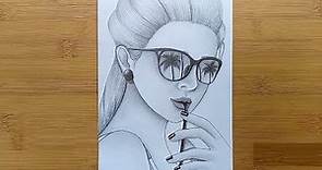 How to draw a Girl with Glasses //Pencil sketch drawing