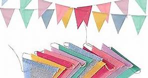 Pennant Banner Flags Pastel - GREATRIL Colorful Triangle Banners for Birthdays Easter Classroom School Carnival Garland Outdoor Burlap Bunting Party Decorations 4 Strings