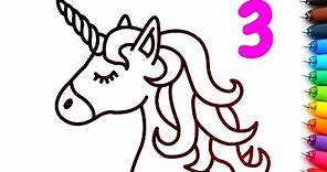 Dibujos Faciles de Unicornios | Como Dibujar un Unicornio Kawaii | Colorear Dibujos para Pintar