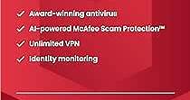McAfee Total Protection 2024 | 5 Device | Cybersecurity Software Includes Antivirus, Secure VPN, Password Manager, Dark Web Monitoring | Key Card