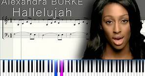 Hallelujah - L. Cohen Feat. Alexandra Burke - Piano tutorial with scrolling sheet music