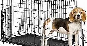 BestPet 24,30,36,42,48 Inch Dog Crates for Large Dogs Folding Mental Wire Crates Dog Kennels Outdoor and Indoor Pet Dog Cage Crate with Double-Door,Divider Panel, Removable Tray (Black, 36")