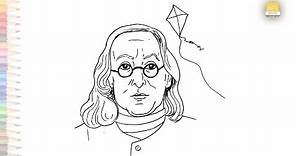 Benjamin Franklin outline drawing | benjamin franklin dibujo facil | How to draw Benjamin Franklin