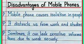 Disadvantages of Mobile Phones || 10 lines on Disadvantages of Mobile phones in English
