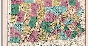 HISTORIX Vintage 1829 Pennsylvania State Map - 24x36 Inch Vintage Map Pennsylvania Wall Art - Map of Pennsylvania State - PA Wall Art - Map of Pennsylvania State - Old Pennsylvania Map