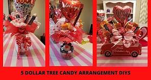 Dollar Tree Valentine DIYS Candy Arrangements/Valentine Gifts/Easy Budget Friendly Crafts