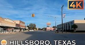 Hillsboro, Texas USA in Hill County. An UltraHD Real Time 4K Driving Tour.