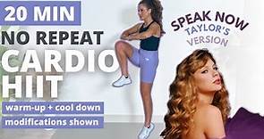 SPEAK NOW TAYLOR SWIFT HIIT WORKOUT | All Standing, No Repeat Cardio Workout | warm-up + cool down
