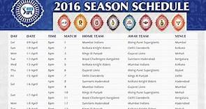 IPl 2016- Schedule With Full Time Table, Date And Place -