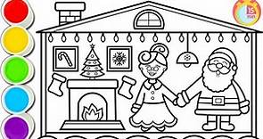 SANTA CLAUS and MRS.CLAUS Painting, Coloring for Toddlers & Kids | Christmas Drawing and Coloring