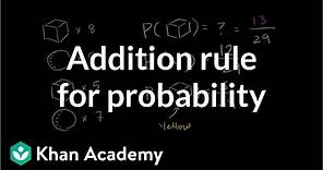 Addition rule for probability | Probability and Statistics | Khan Academy