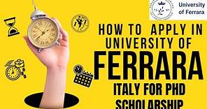 How to Apply in University of Ferrara Italy for PhD scholarship | No IELTS | No Application Fee