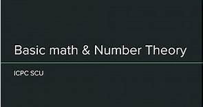 Basic Math & Number Theory: Part 1