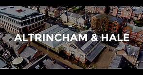 Altrincham & Hale in Manchester including the Manchester skyline by drone