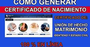✅ Certificado de Nacimiento (matrimonio, unión de hecho, identidad) 💯% en línea 💻 #REGISTROCIVIL