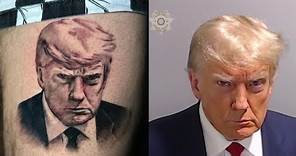 Lil Pump tattoos Donald Trump's mugshot on his leg