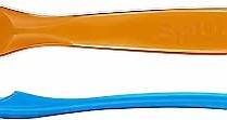 Baby Spoon, Medical-Grade Soft Plastic Infant Feeder, Feeding Spoons for Babies (8 months+), Bouncing Blue & Oops! Orange, 2 Pack