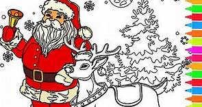 Coloring Santa Claus and Rudolph | Christmas Coloring Book Pages