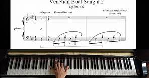 Mendelssohn - Venetian Boat Song Op. 30 No. 6 | Piano Tutorial