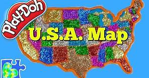 U.S. Map for Kids! Learn the United States of America! Play-Doh Puzzle of The U.S.A. || US Map