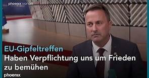 Xavier Bettel (Premierminister Luxemburg) zum Abschluss des EU-Gipfeltreffens am 27.10.2023