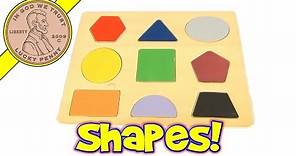 Learn Shapes and Colors Wood Puzzle - Circle, Triangle, Pentagon, Square, Oval, Trapezoid